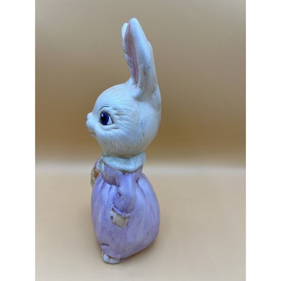Easter Rabbit Bunny Girl In Purple Dress Spring Easter Decor Vintage - Picture 4 of 7